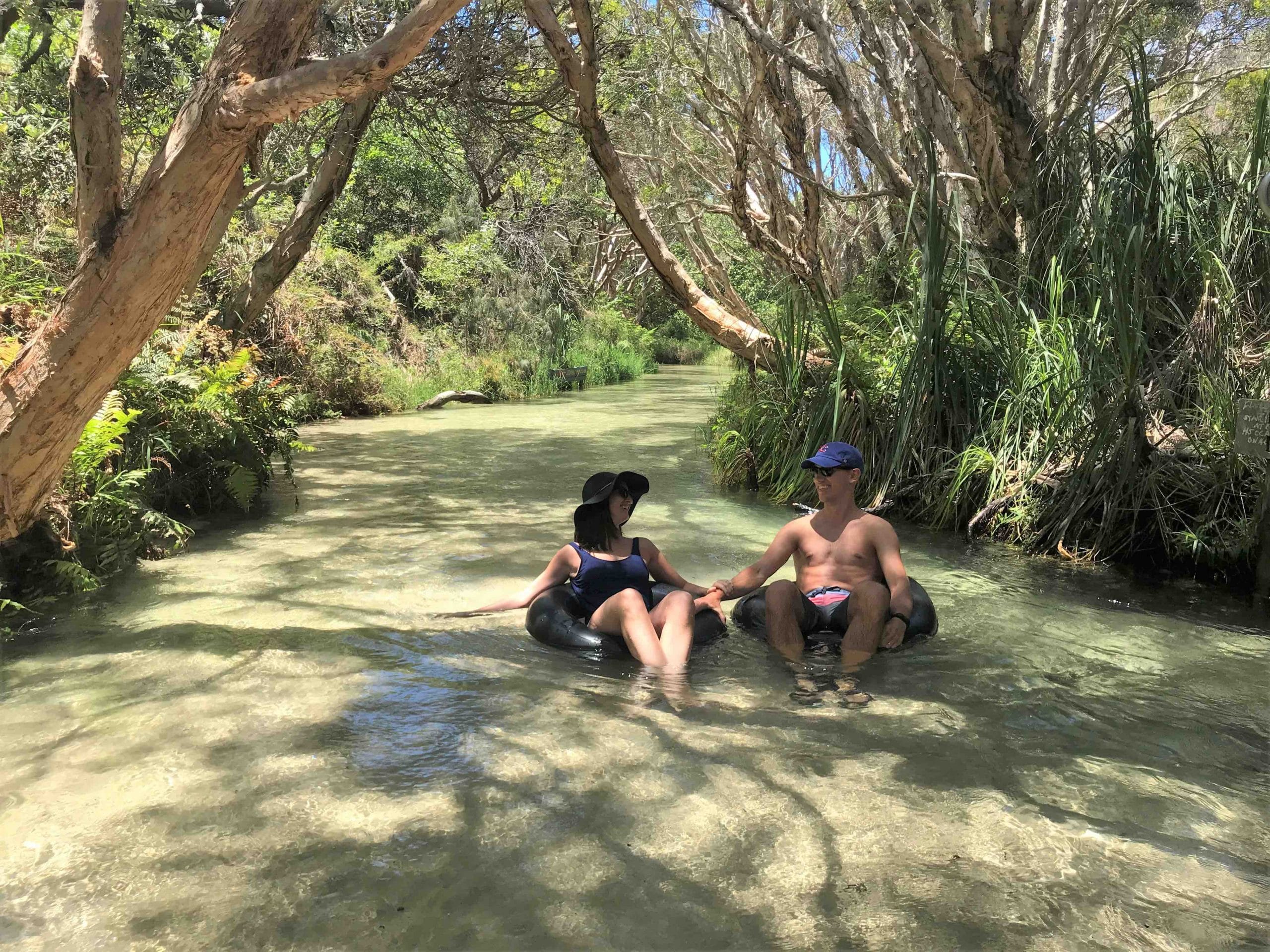 People on Eli Creek on Fraser Island