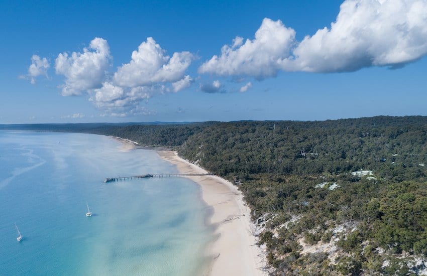 Aerial view of coastline of Fraser Island